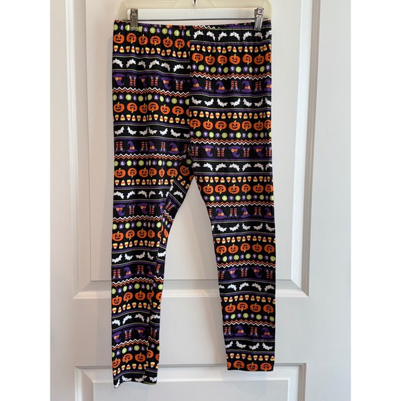 No Boundaries Halloween Leggings Large 11-13 Black Orange Novelty Print - Picture 1 of 3